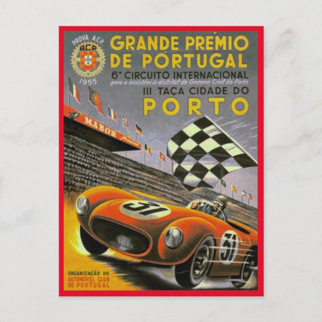 POSTAL CARRERAS DE ÉPOCA - GRAN PREMIO DE PORTUGAL 1955 T (Anverso)
