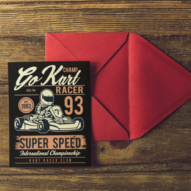 Postal Carreras de Kart Vintage Retro (vintage go kart racing postcard)