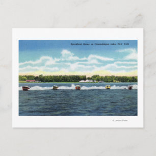 Postal Carreras de lanchas rápidas en el lago