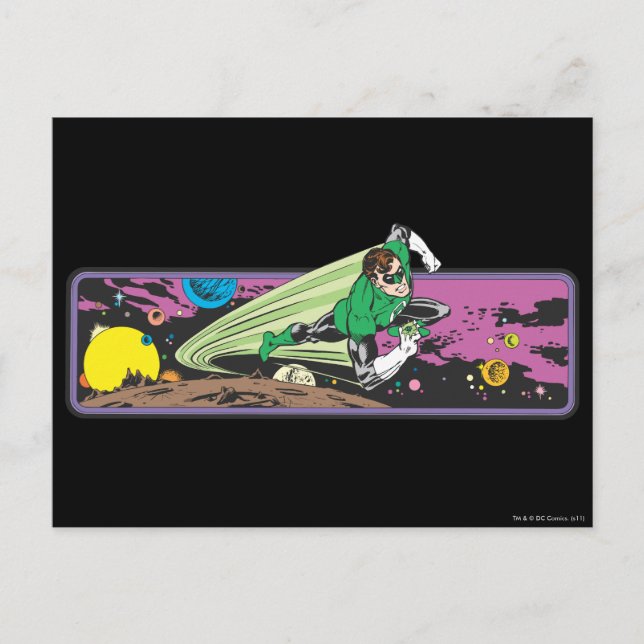 Postal Carreras de Linterna Verde a través del espacio (Anverso)