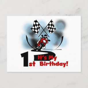 Postal Carreras de motocicletas Primer cumpleaños camiset