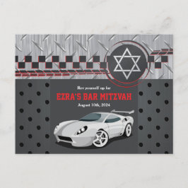 Postal Carreras del coche Racecar Bar Mitzvah Guardar la