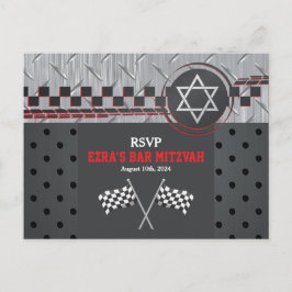 Postal Carreras del coche Racecar Bar Mitzvah RSVP
