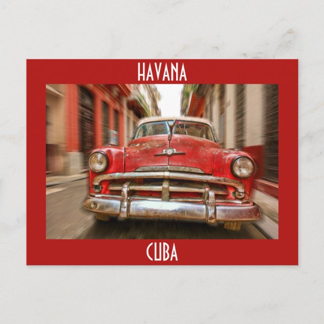 Postal Carreras en las calles de La Habana vieja, Cuba (Anverso)
