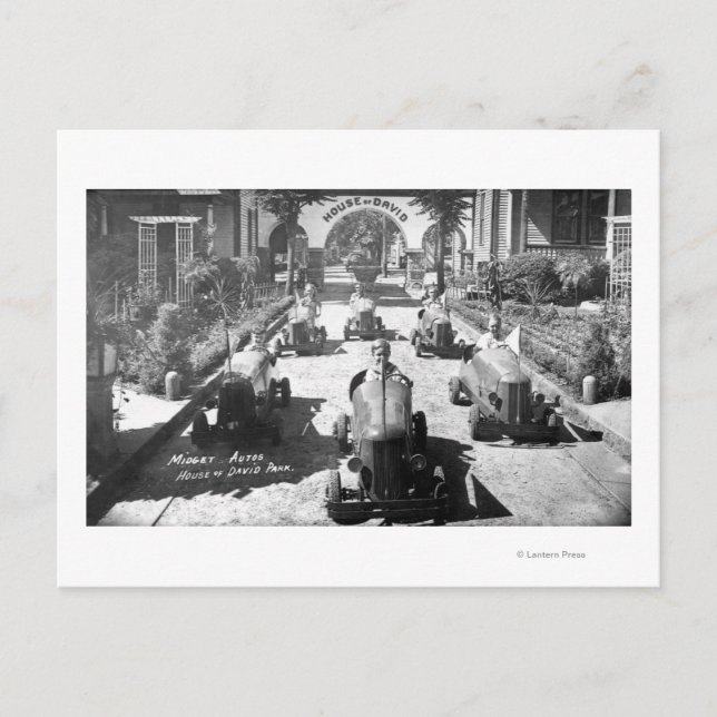 Postal Carreras infantil en coches en miniatura (Anverso)