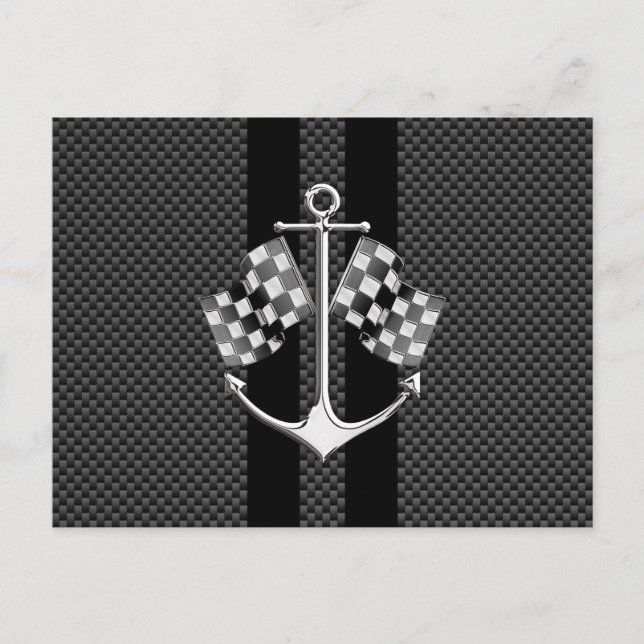 Postal Carreras náutica en decoración de fibra de carbono (Anverso)
