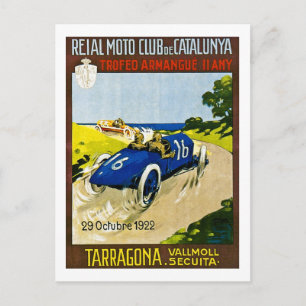 Postal Carreras Reial Moto Club de Catalunya Retro Vintag
