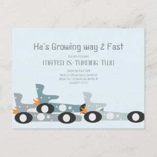 Postal Carreras Retro Carros Estrellas de la Luna Fiesta