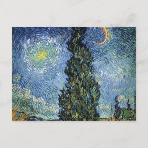 Postal Carretera con Cipreses Impresionismo Van Gogh