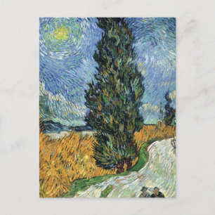 Postal Carretera con Cipreses Impresionismo Van Gogh