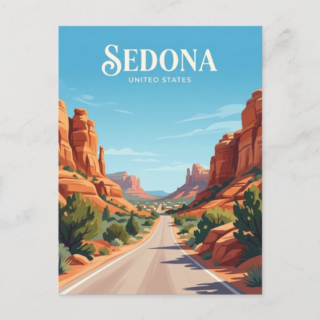 Postal Carretera de bucle de roca roja de Sedona Arizona (Anverso)