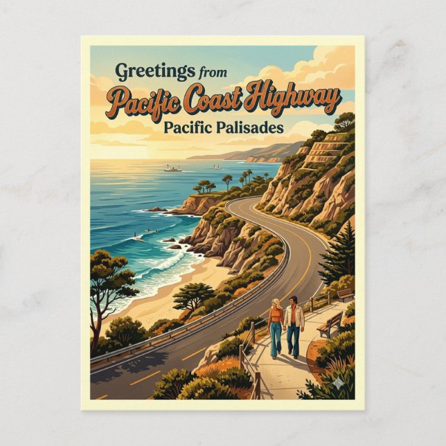 Postal Carretera de la Costa del Pacífico Pacific Palisad (Anverso)