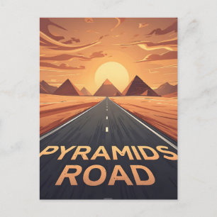 Postal Carretera de las Pirámides Doradas Egipto Atardece