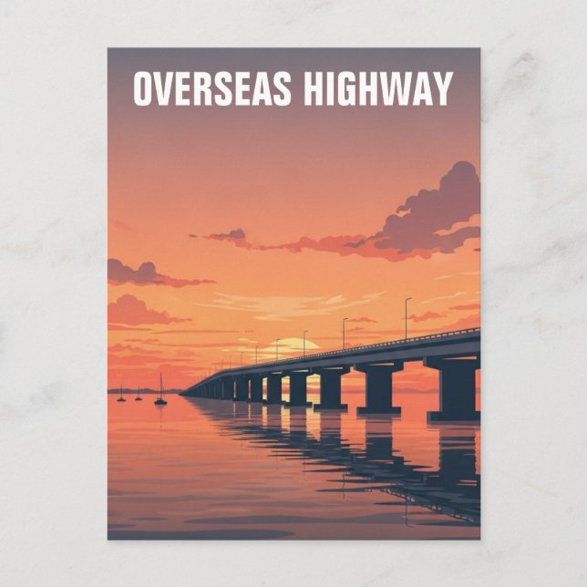 Postal Carretera de Ultramar Key West Florida Viaje (Anverso)