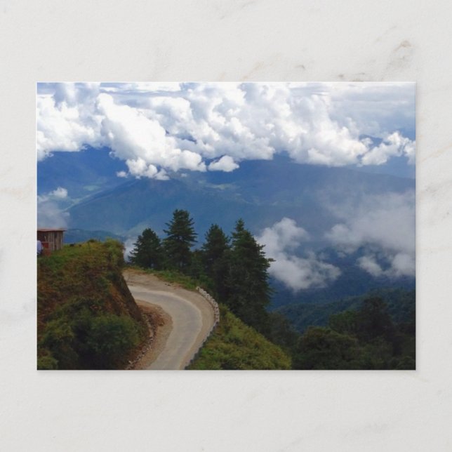 Postal Carretera en Bután (Anverso)