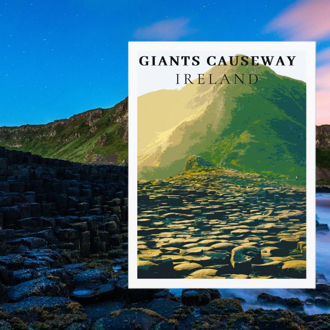 Postal Carretera gigante, Antrim Ireland Retro Style (Giants Causeway, Antrim Ireland Retro Style Postcard
)