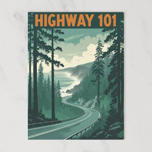 Postal Carretera Retro 101 Costa de California