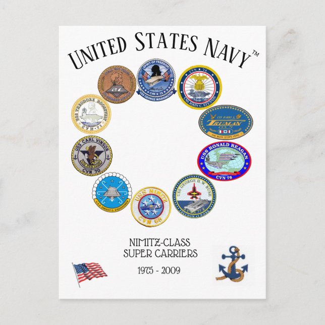 Postal CARRETERAS SUPERIORES DE CLASE NiIMITZ 1975-2009 (Anverso)