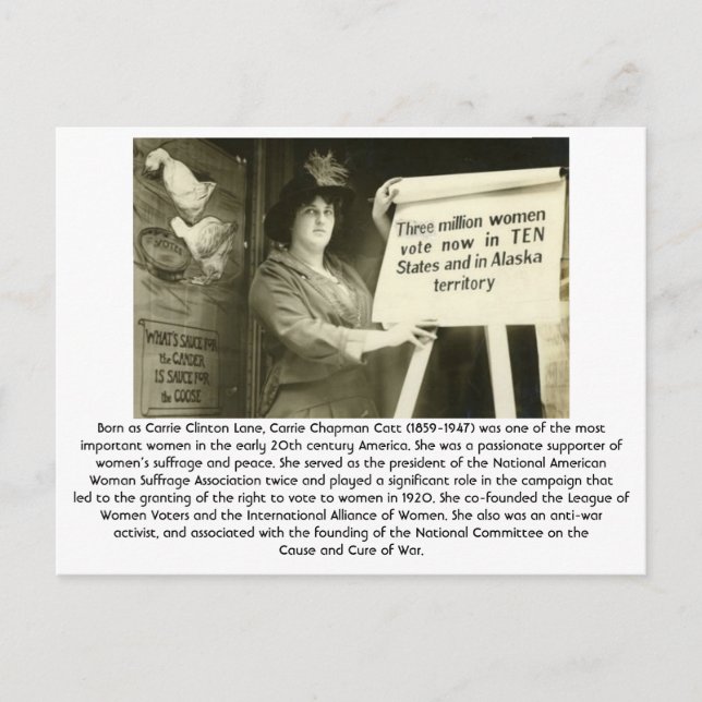 Postal Carrie Catt - Feminista (Anverso)