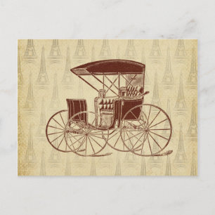 Postal Carrito de caballos de época en París