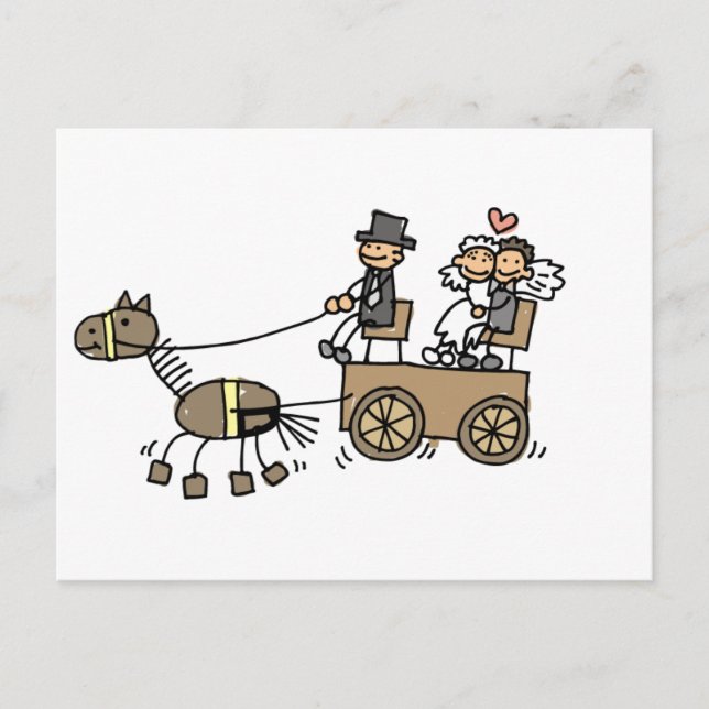 Postal Carrito De Camión Para Bodas (Anverso)