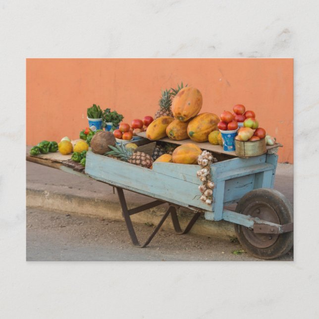 Postal Carrito de frutas y verduras, Cuba (Anverso)