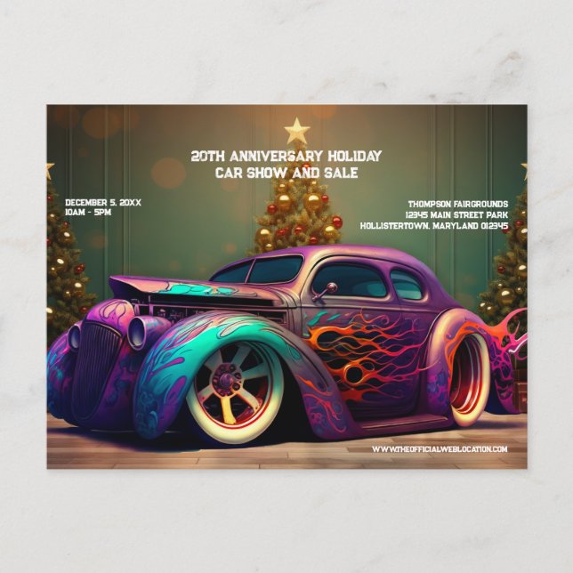 Postal Carro Amor Hot Rod Auto Holiday Regalos Postcard (Anverso)