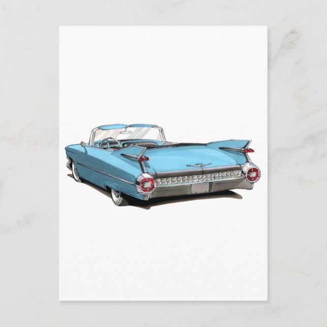 Postal Carro azul Cadillac Lt 1959 (Anverso)
