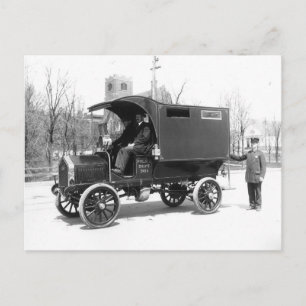 Postal Carro celular de la policía, 1909. Foto antigua