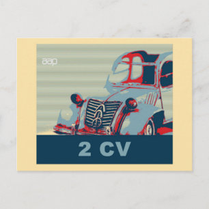 Postal Carro clásico francés vintage, estilo de arte pop