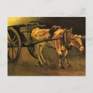 Postal Carro con buey rojo y blanco (Vincent van Gogh)