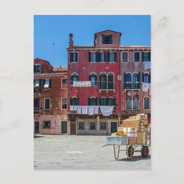 Postal Carro con cajas en Venecia (Anverso)