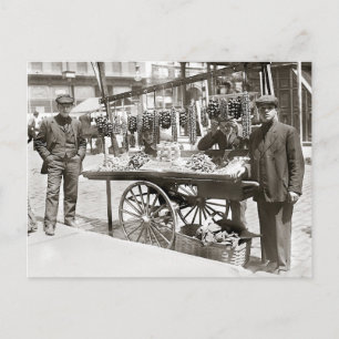 Postal Carro de alimentos en Little Italy, 1908