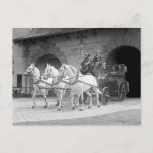 Postal Carro de bomberos tirado por caballos, 1922