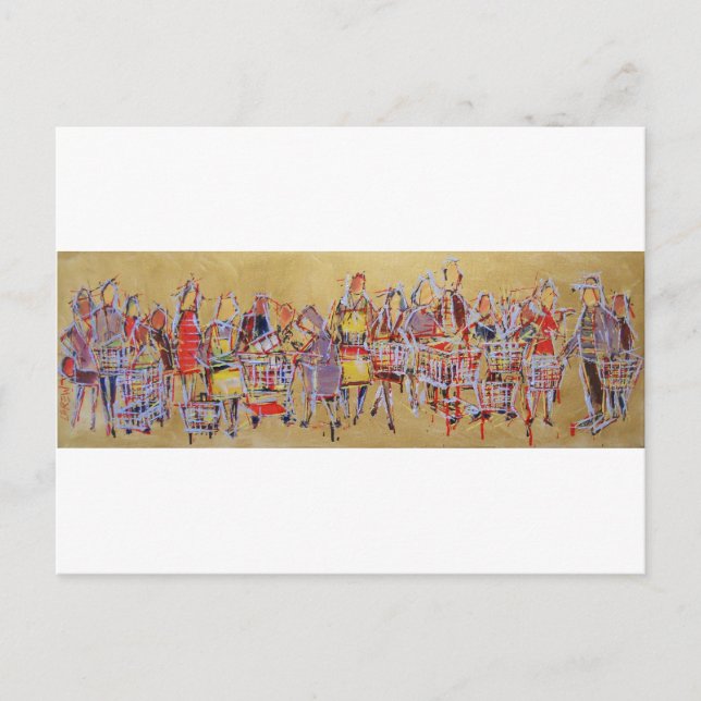 Postal Carro de compras Tango stock la cocina danza retro (Anverso)