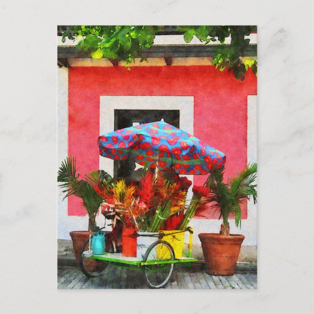 Postal Carro de flores San Juan, Puerto Rico (Anverso)