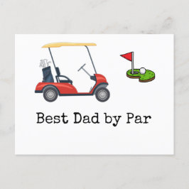 Postal Carro de golf con el mejor padre de Par Padre  