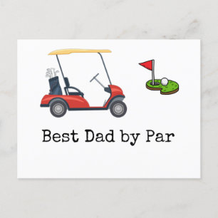 Postal Carro de golf con el mejor padre de Par Padre  