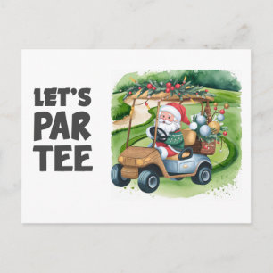 Postal Carro de golf con Santa Claus Let Par Tee Golfer