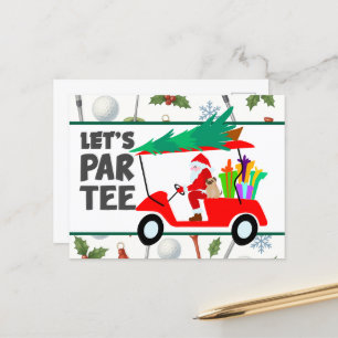 Postal Carro de golf con Santa Claus Let Par Tee Golfer