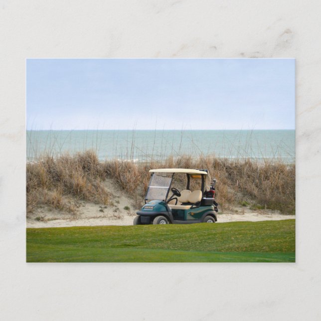 Postal Carro de golf en el 18º hoyo, isla de Kiawah (Anverso)