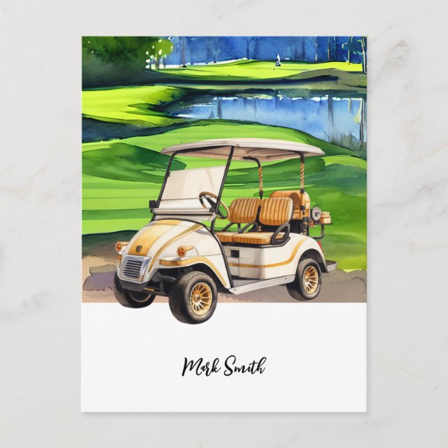 Postal Carro de golf en la personalización de Par: Carro  (Anverso)
