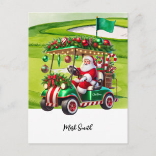 Postal Carro de golf En Par para Navidad con Santa Golfis