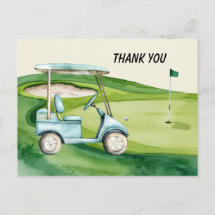 Postal Carro de golf en verde con tu propio texto