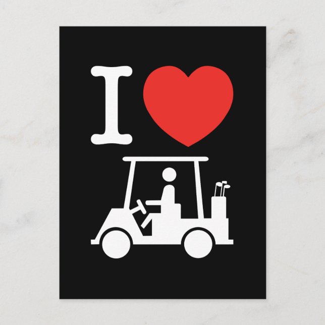 Postal Carro de golf I Heart (Love) (Anverso)