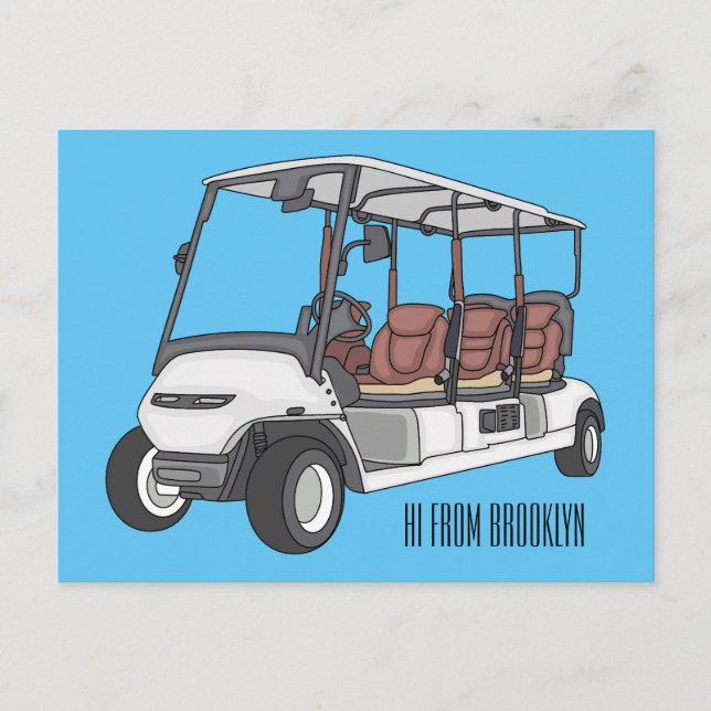 Postal Carro de golf / ilustracion personalizado de coche (Anverso)