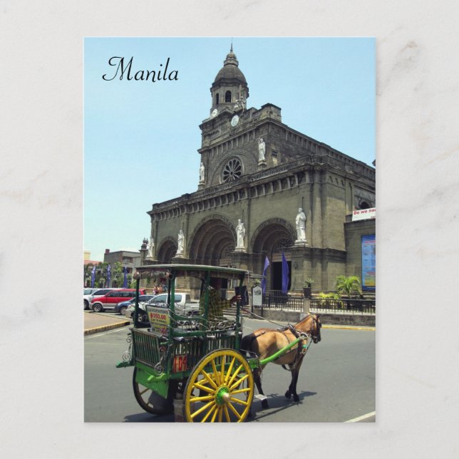 Postal carro de la catedral de manila (Anverso)