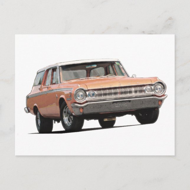 Postal Carro de la estación Dodge Blue 1964. (Anverso)