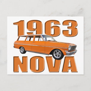 Postal Carro de naranja chevy II nova longroof en 1963
