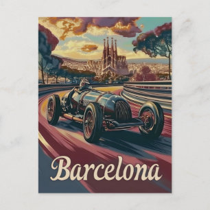 Postal Carro vintage de Barcelona